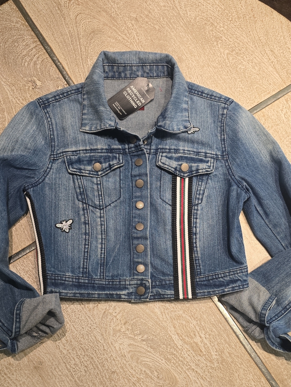 Upcycled Designer Insipered Jean Jacket Classic blue denim jacket - Picture 2 of 11